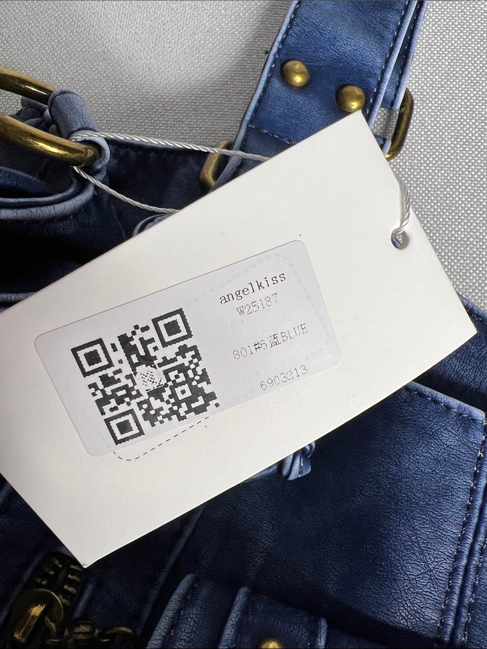 Angel Kiss Y2K Inspired Indigo Denim-Style Shoulder Bag with Detachable Strap - Picture 15 of 15